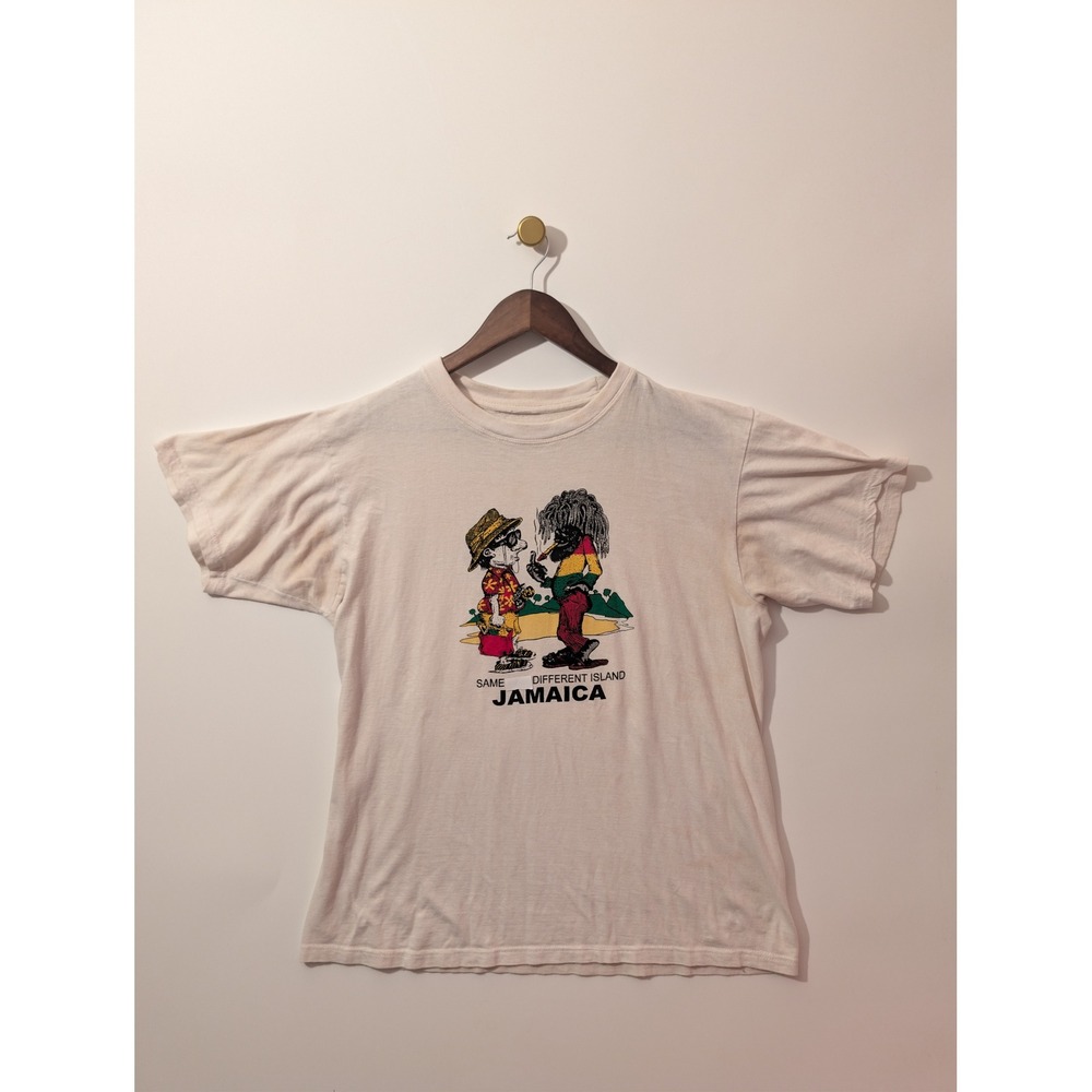 Unbranded Jamaica Graphic T-Shirt Mens L White Fair Vintage Same Island Tee